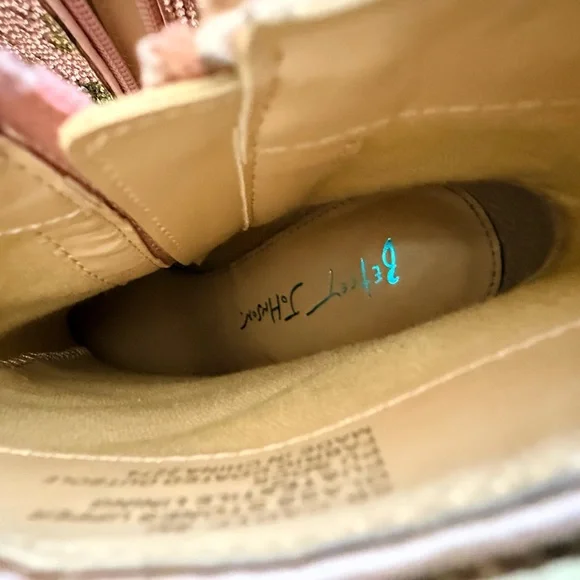 Betsey Johnson Pink Floral Crystal Block Heel Booties - Picture 10 of 12